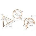 BeautyMood 6pcs Minimalist Dainty Gold Silver Hollow Geometric Metal Hairpin Hair Clip Clamps,Circle, Triangle and Moon 9
