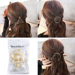 BeautyMood 6pcs Minimalist Dainty Gold Silver Hollow Geometric Metal Hairpin Hair Clip Clamps,Circle, Triangle and Moon 8