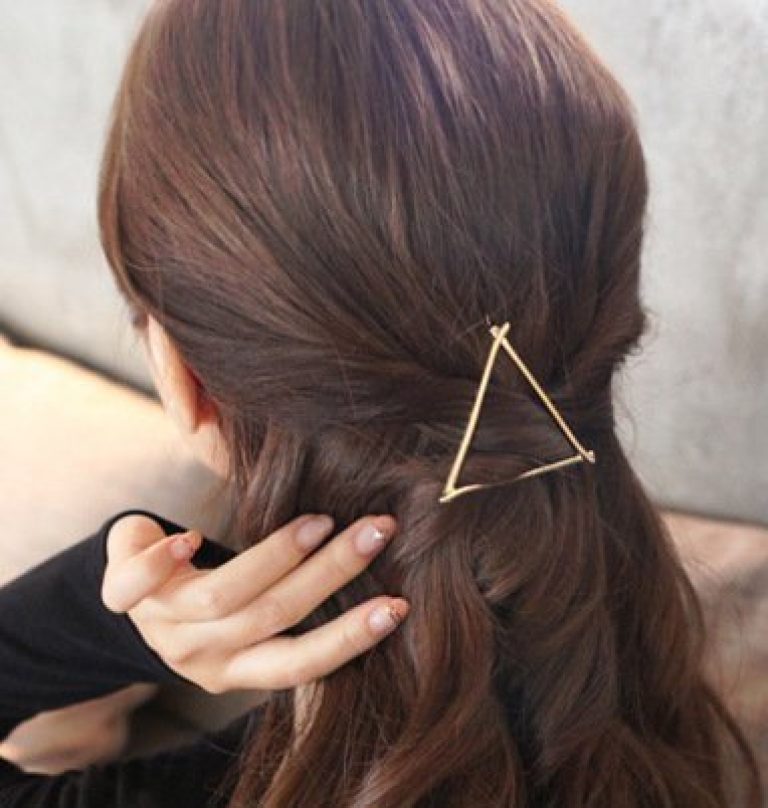BeautyMood 6pcs Minimalist Dainty Gold Silver Hollow Geometric Metal Hairpin Hair Clip Clamps,Circle, Triangle and Moon 5