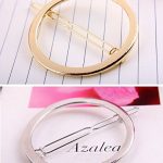 BeautyMood 6pcs Minimalist Dainty Gold Silver Hollow Geometric Metal Hairpin Hair Clip Clamps,Circle, Triangle and Moon 14