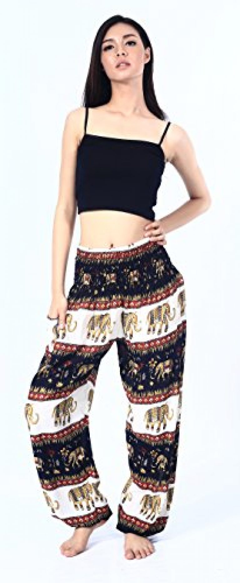 Boho Vib Women's Rayon Print Smocked Waist Boho Harem Yoga Pants 2