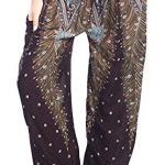 Boho Vib Women's Rayon Print Smocked Waist Boho Harem Yoga Pants 18