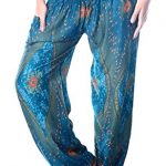 Boho Vib Women's Rayon Print Smocked Waist Boho Harem Yoga Pants 29
