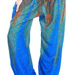 Boho Vib Women's Rayon Print Smocked Waist Boho Harem Yoga Pants 31