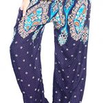Boho Vib Women's Rayon Print Smocked Waist Boho Harem Yoga Pants 33