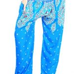 Boho Vib Women's Rayon Print Smocked Waist Boho Harem Yoga Pants 34