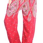 Boho Vib Women's Rayon Print Smocked Waist Boho Harem Yoga Pants 35