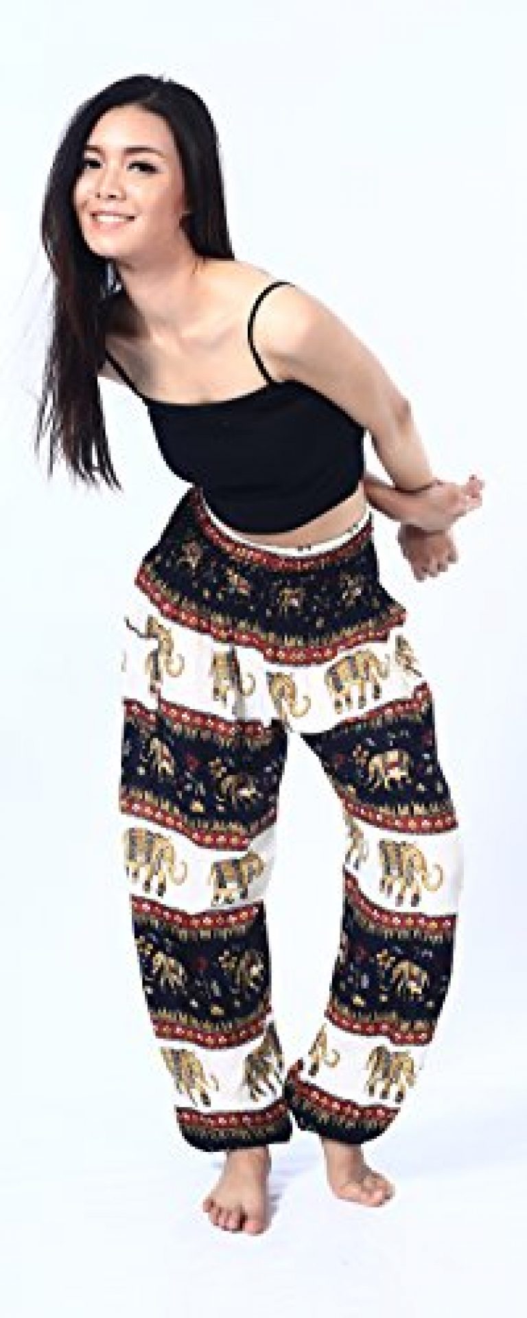 Boho Vib Women's Rayon Print Smocked Waist Boho Harem Yoga Pants 5