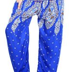 Boho Vib Women's Rayon Print Smocked Waist Boho Harem Yoga Pants 36