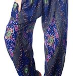 Boho Vib Women's Rayon Print Smocked Waist Boho Harem Yoga Pants 12