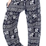Boho Vib Women's Rayon Print Smocked Waist Boho Harem Yoga Pants 13
