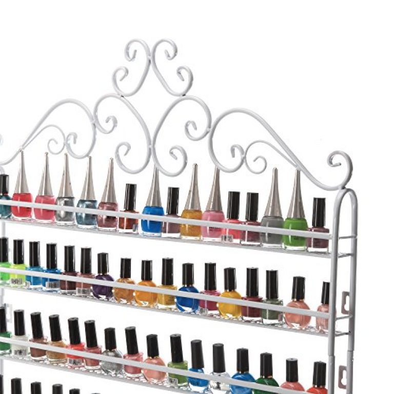 DAZONE DIY Mounted 6 Shelf Nail Polish Wall Rack Organizer Holds 120 Bottles Nail Polish or Essential Oils White 3