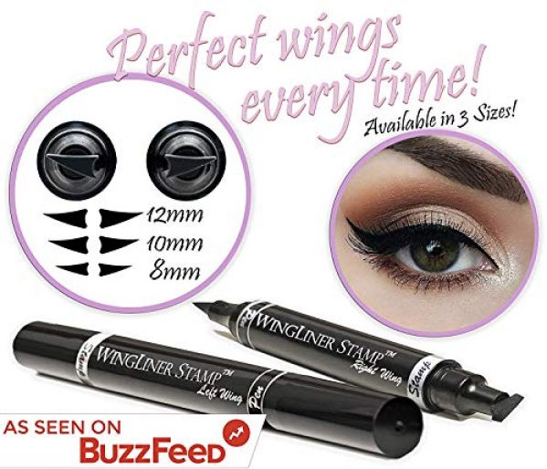 The Flick Stick Winged Eyeliner Stamp by Lovoir, Easy Cat Eye Stencil Makeup Tool, SmudgeProof & Waterpoof Liquid Eye liner Pen, Vamp Style Wing, Wingliner (10mm Classic, Midnight Black) 8