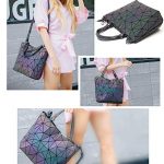 Geometric Luminous Purses and Handbags Holographic Purse Lumikay Bag Reflective Leather Irredescent Tote NO.1 14