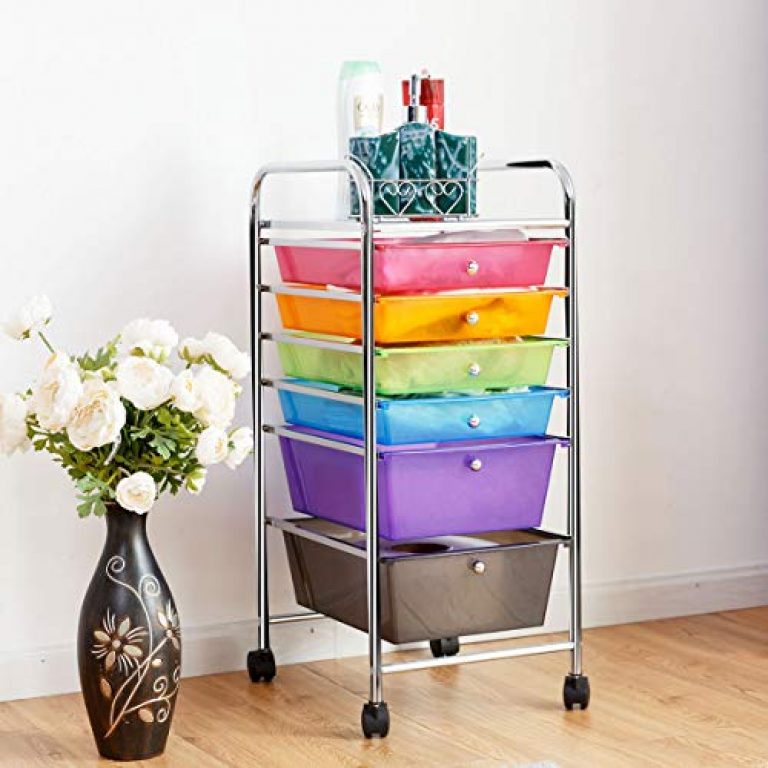 Giantex 6 Storage Drawer Cart Rolling Organizer Cart for Tools Scrapbook Paper Home Office School Multipurpose Mobile Utility Cart (Multicolor) 5