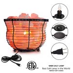 Natural Himalayan Salt , Tall Round Metal Basket lamp with Dimmer Switch | 8-10 lbs 8