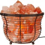 Natural Himalayan Salt , Tall Round Metal Basket lamp with Dimmer Switch | 8-10 lbs 7