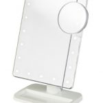 Jerdon 8-Inch by 11-Inch Lighted Vanity Mirror - Rectangular Tabletop Mirror in White with 10X Magnification Spot Mirror - Model JS811W 8