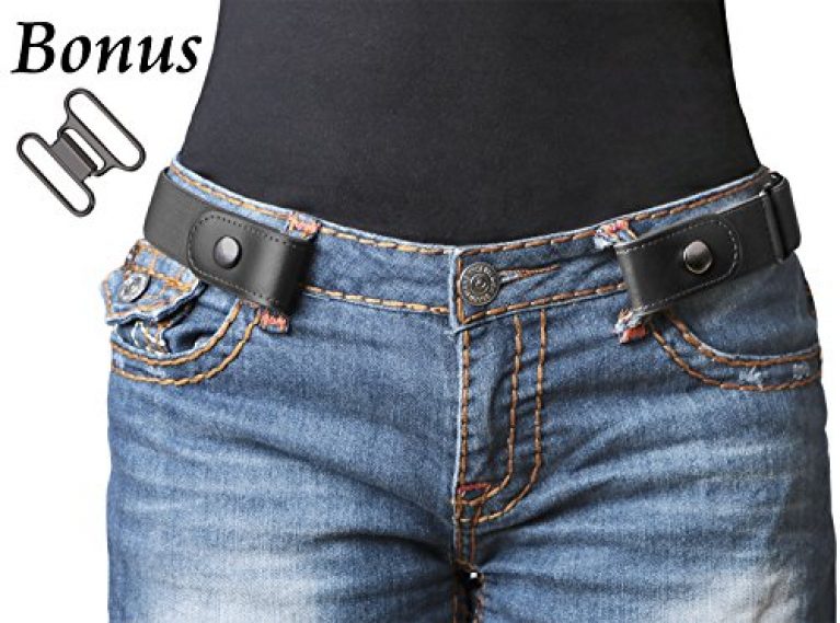 WERFORU Buckle-Free Women No Buckle Invisible Fabric Stretch Belt For Jeans 2