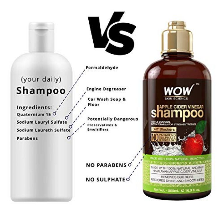 WOW Skin Science Apple Cider Vinegar Shampoo & Conditioner Set with Coconut & Avocado Oil - Men and Women Gentle Shampoo Set - Hair Growth Shampoo for Thinning Hair & Loss - Sulfate & Paraben Free 5