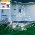Halloween Giant Spider Decorations - 200” Triangular Spider Webs Decoration + 2 Giant Halloween Spider with Stretch Cobweb Small Spiders, for Halloween Decorations Indoor Outdoor, Yard Lawn Tree Party 8