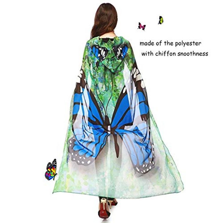 Halloween/Party Butterfly Wings Costumes for Women,Soft Fabric Butterfly Shawl Fairy Ladies Nymph Pixie Festival Rave Dress 3