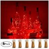 LoveNite Wine Bottle Lights with Cork, 6 Pack Battery Operated 15 LED Cork Shape Silver Wire Colorful Fairy Mini String Lights for DIY, Party, Decor, Christmas, Halloween,Wedding (Red) 16