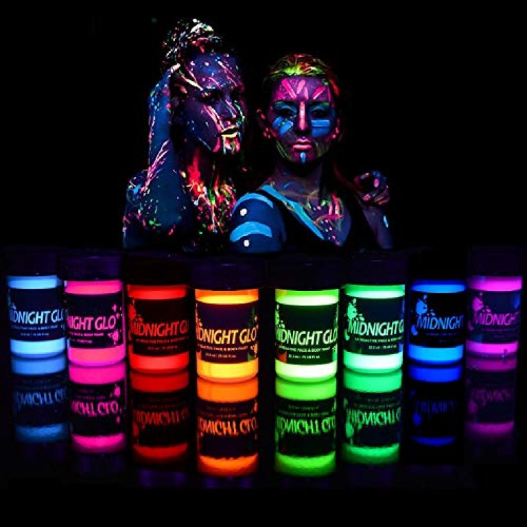 Midnight Glo Black Light Face and Body Paint (Set of 8 Bottles 0.75 oz. Each) - Neon Fluorescent Paint Safe On Skin, Washable, Non-Toxic 1