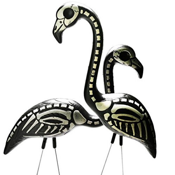 Pink Inc. 2 Halloween Skeleton Yard Flamingos Lawn Decor Ornaments - Great for Halloween Haunted House or Over the Hill Party Decorations 13
