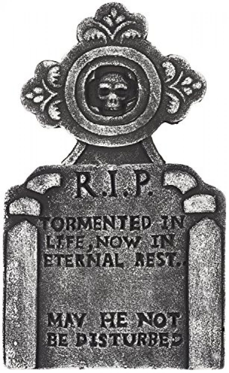 PREXTEX Pack of 4 Halloween Décor 17” RIP Graveyard Lightweight Foam Tombstone Halloween Decorations RIP 3