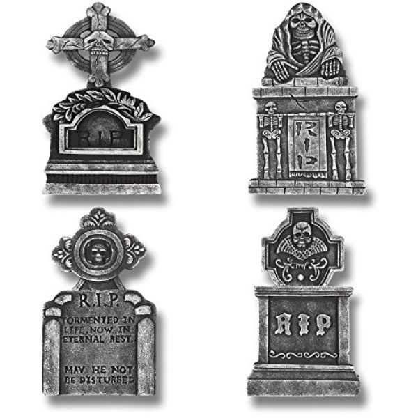 PREXTEX Pack of 4 Halloween Décor 17” RIP Graveyard Lightweight Foam Tombstone Halloween Decorations RIP 20