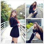 Classic Japanese School Girls Sailor Dress Shirts Uniform Anime Cosplay Costumes with Socks Set(Navy)(S = Asia M)(SSF07NV) 9