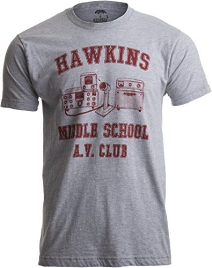 Hawkins Middle School A.V. Club | Vintage Style 80s Costume AV Hawkin T-shirt-(Adult,S), Grey 12