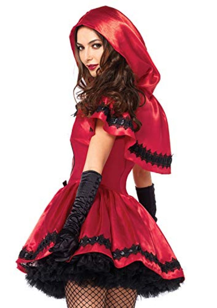Leg Avenue 2 Piece Gothic Riding Costume Set-Sexy Hooded Cape and Peasant Dress for Women, Red/White, Medium 2