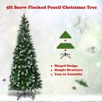 Goplus Artificial Pencil Christmas Tree, Snow Flocked with Pine Cones and Metal Stand, for Xmas Indoor and Outdoor Décor 14