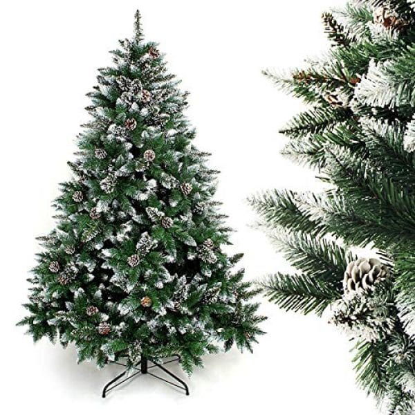 Homde Christmas Tree Artificial Full Xmas Tree 5/6/7 Feet with Bag Flocked Snow Pine Cone (6ft) 5