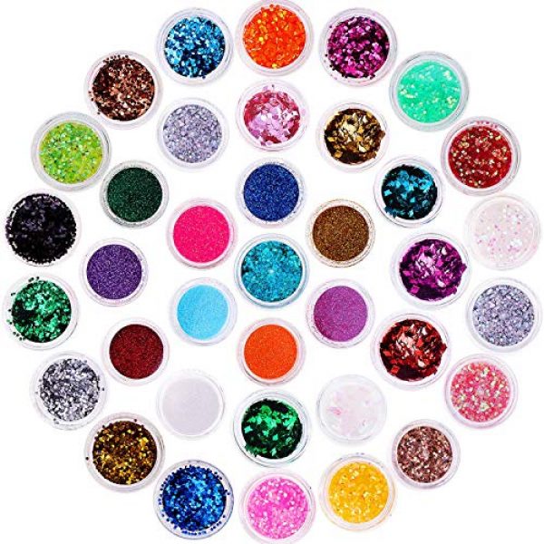 Chunky Glitter, Anezus 67Pcs Holographic Glitter with Fine Festival Glitter in Different Sizes and Dotting Tools for Cosmetic Nail Art Hair Craft and Slime 1