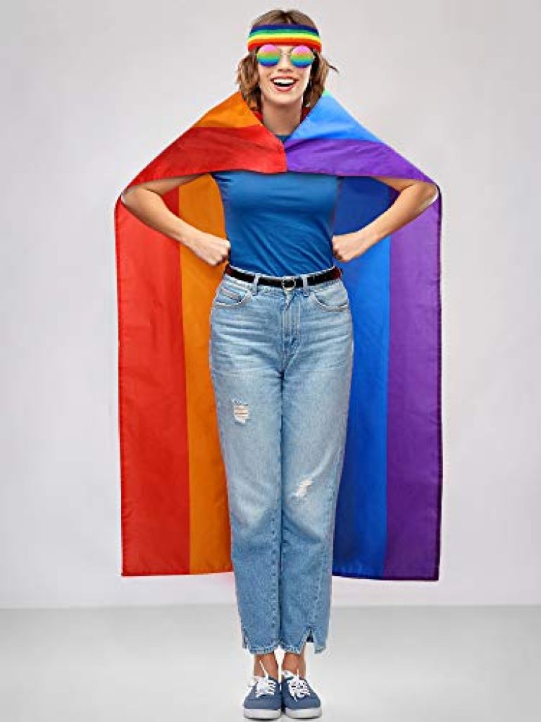 SATINIOR LGBTQ Gay Lesbian Pride Rainbow Set, Rainbow Pride Cape Headband Sunglasses for Festivals Party Celebration and Daily Wear 5