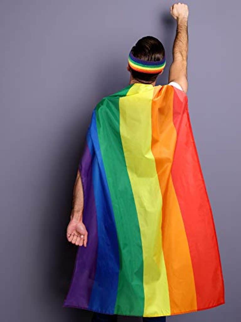 SATINIOR LGBTQ Gay Lesbian Pride Rainbow Set, Rainbow Pride Cape Headband Sunglasses for Festivals Party Celebration and Daily Wear 6
