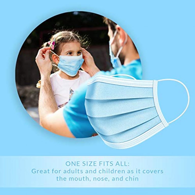 OxGord Artnaturals Face Mask - 50 Disposable Ear-Loop Masks - Protection from Dust, Pollen, and More - Mouth Cover Ideal for Everyday Use (Blue) 4