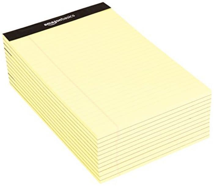 Amazon Basics Narrow Ruled Writing Pad - Canary (50 Sheet Paper Pads, 12 pack) 6