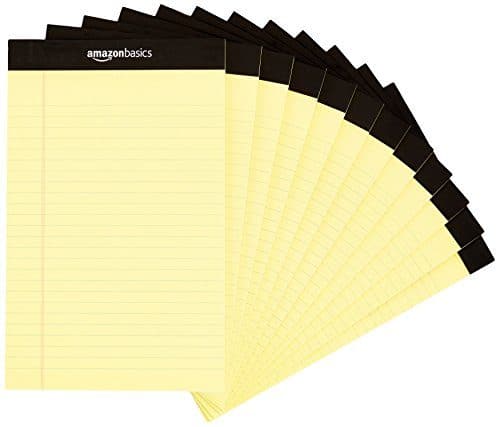 Amazon Basics Narrow Ruled Writing Pad - Canary (50 Sheet Paper Pads, 12 pack) 9
