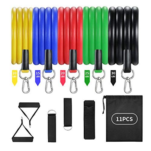 CABINAHOME Resistance Bands Set 11pcs for Men Women Exercise Bands with Handles for Workout Bands Indoor Outdoor Fitness Weights Bands Portable Home Gym Accessories Kit (Stackable Up to 100 Lbs) 8