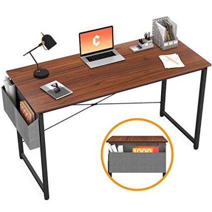 Cubiker Computer Desk 40 inch Home Office Writing Study Desk, Modern Simple Style Laptop Table with Storage Bag, Walnut 1