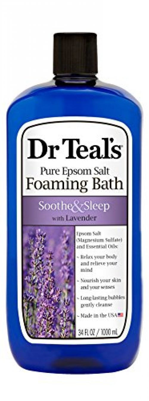Dr Tealâ€™s Foaming Bath with Pure Epsom Salt, Soothe & Sleep with Lavender, 34 fl oz 1