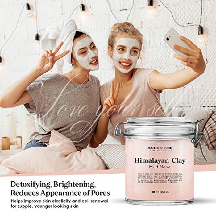 MAJESTIC PURE Himalayan Clay Mud Mask for Face and Body Exfoliating and Facial Acne Fighting Mask - Reduces Appearance of Pores, 10 oz 4