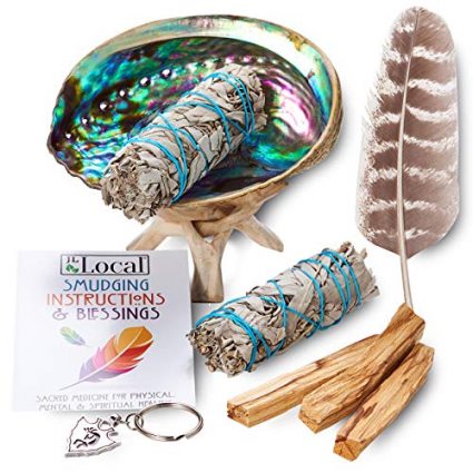 Smudge Kit - White Sage, Palo Santo, Abalone Shell, Smudging Feather for Healing, Purifying, Meditating & Incense (Essentials Plus) 2