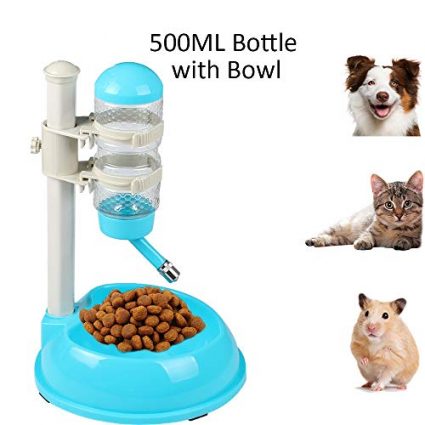 Pawow Pet Dog Cat Automatic Water Food Feeder Bowl Bottle Standing Dispenser 4