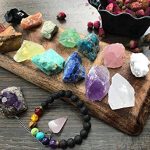 Chakra Therapy Starter Collection 17 pcs Healing Crystals kit, 7 Raw Chakra Stones,7 Colorful Gemstones, Amethyst,Rose Quartz Pendulum,Chakra Lava Bracelet,Dry Roses,Guide,COA,Gift Ready 11