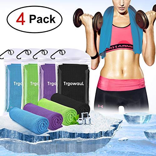 Trgowaul 4 Pack Mix Colors Cooling Towels, 40 x 12 Inches, Ice Towel, Soft Breathable Chilly Towels, Microfiber Towel for Yoga, Sport, Running, Gym, Workout,Camping, Fitness, Workout 2